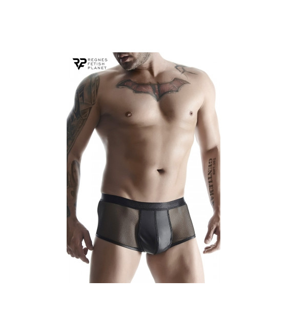 Boxer noir wetlook et mesh - Regnes