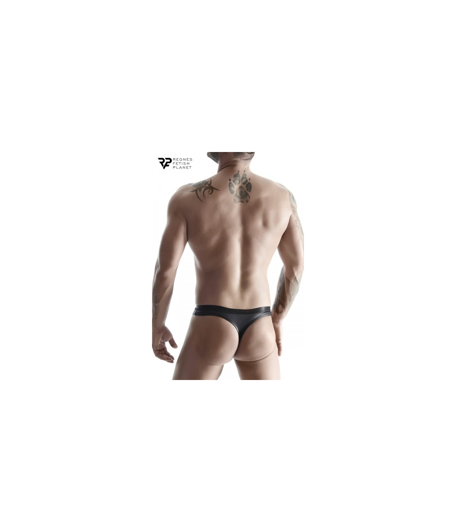 String noir wetlook et mesh - Regnes