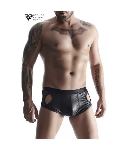Shorty ouvert noir wetlook - Regnes