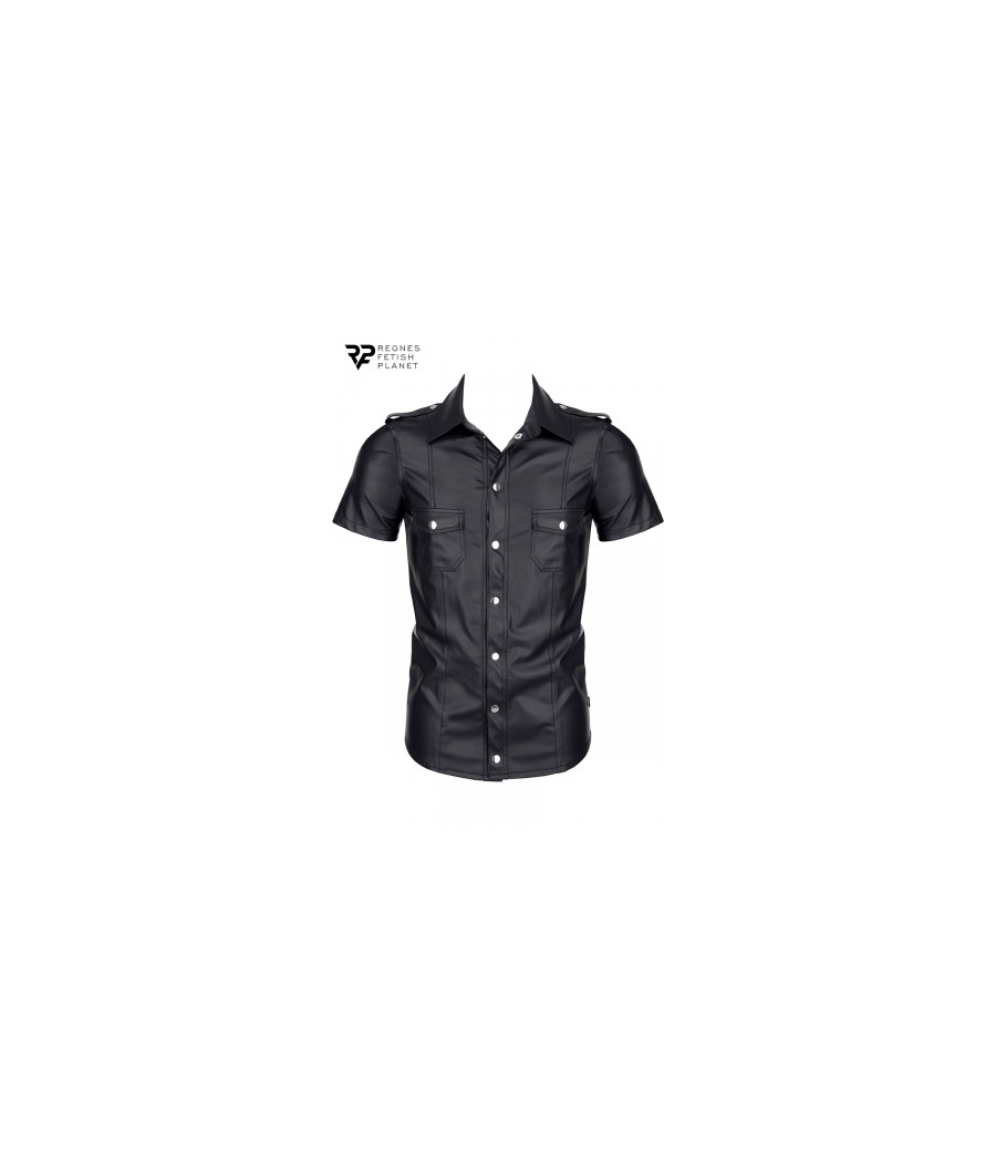 Chemise manches courtes wetlook noire Luca - Regnes