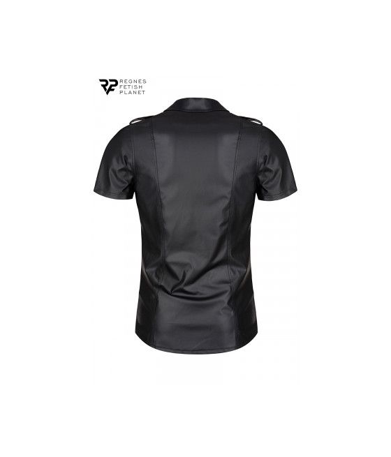 Chemise manches courtes wetlook noire Luca - Regnes