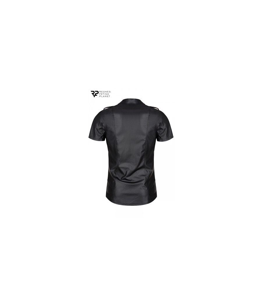 Chemise manches courtes wetlook noire Luca - Regnes