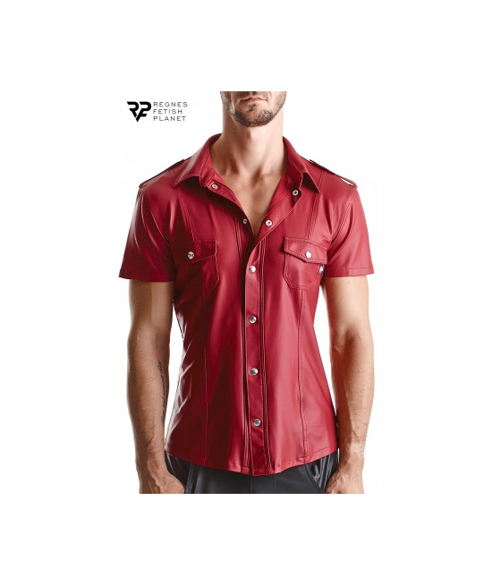Chemise manches courtes wetlook rouge Carlo - Regnes