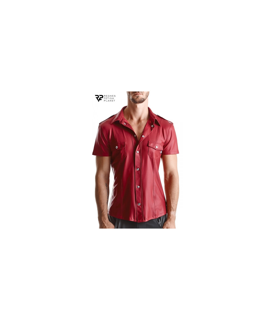 Chemise manches courtes wetlook rouge Carlo - Regnes Chemise manches courtes wetlook rouge Carlo - Regnes