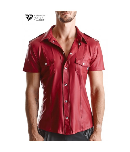 Chemise manches courtes wetlook rouge Carlo - Regnes