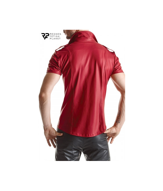 Chemise manches courtes wetlook rouge Carlo - Regnes