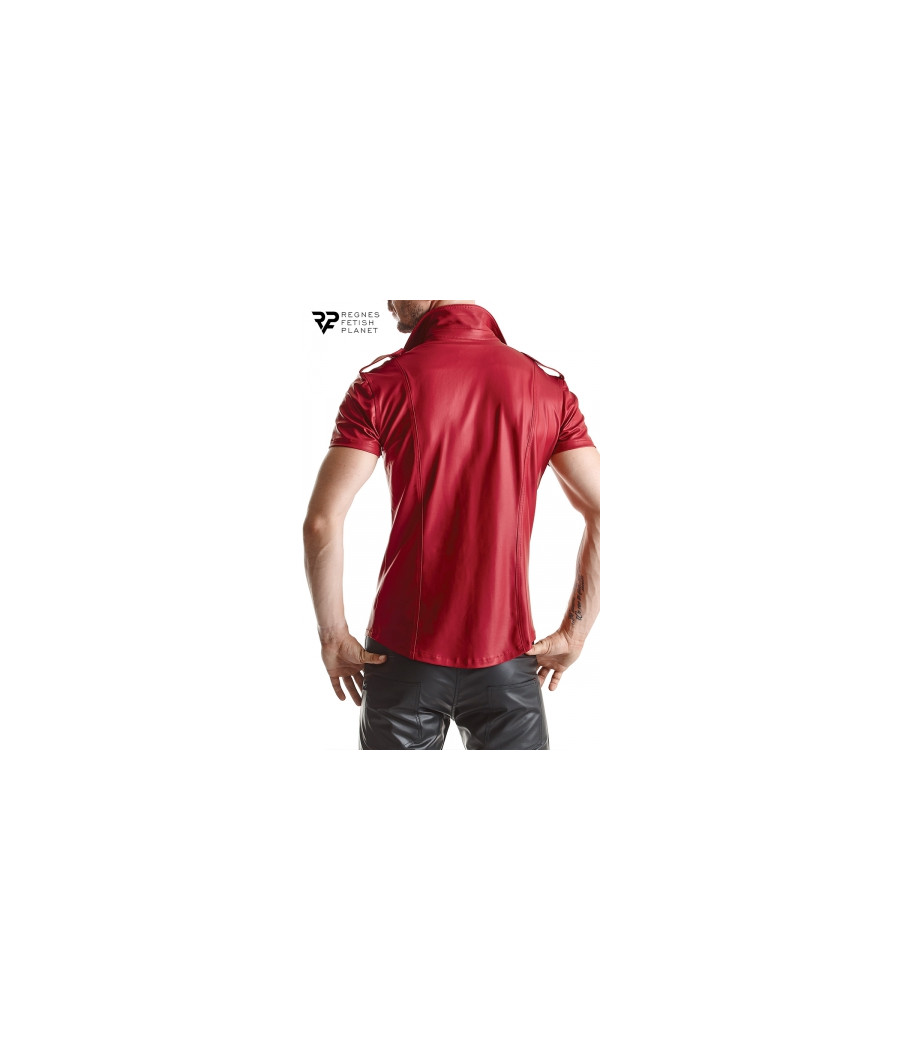 Chemise manches courtes wetlook rouge Carlo - Regnes
