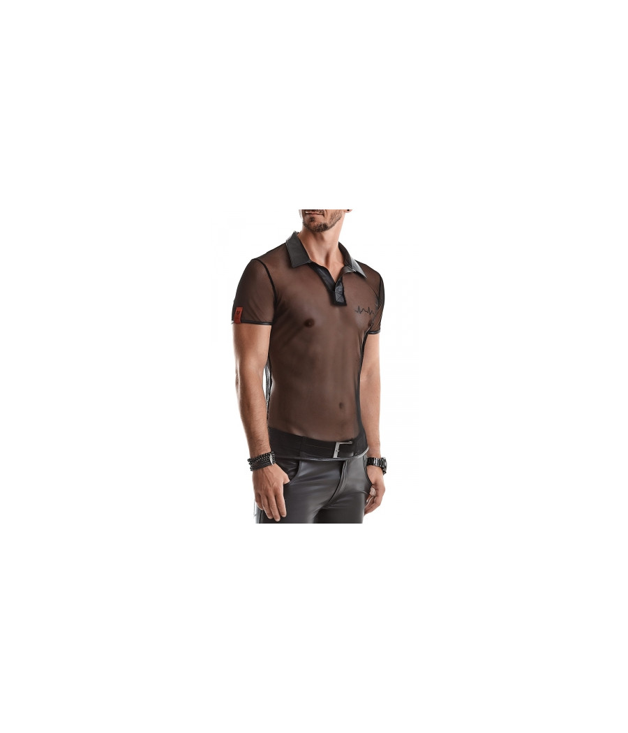Polo en maille noire transparente - Regnes Polo en maille noire transparente - Regnes
