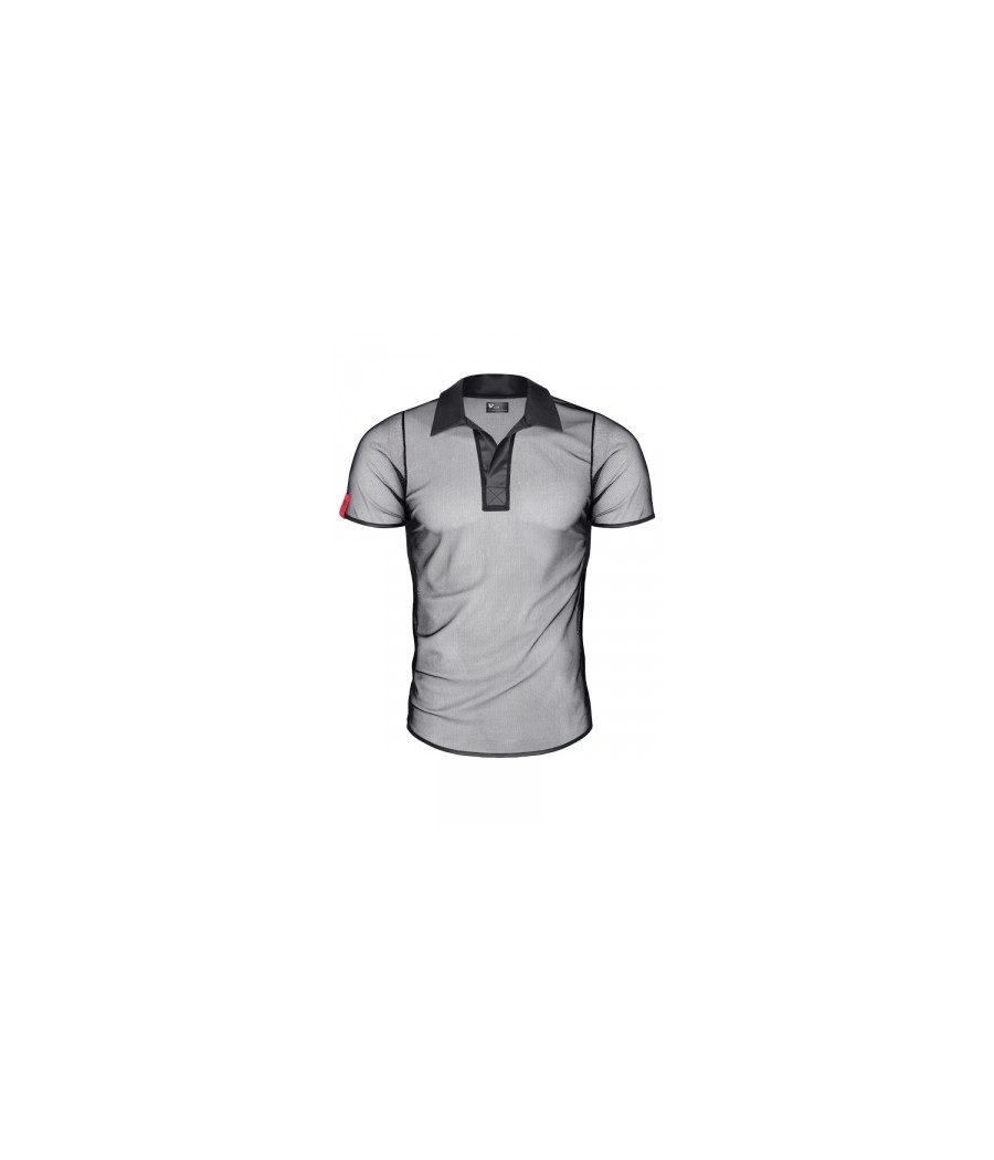 Polo en maille noire transparente - Regnes