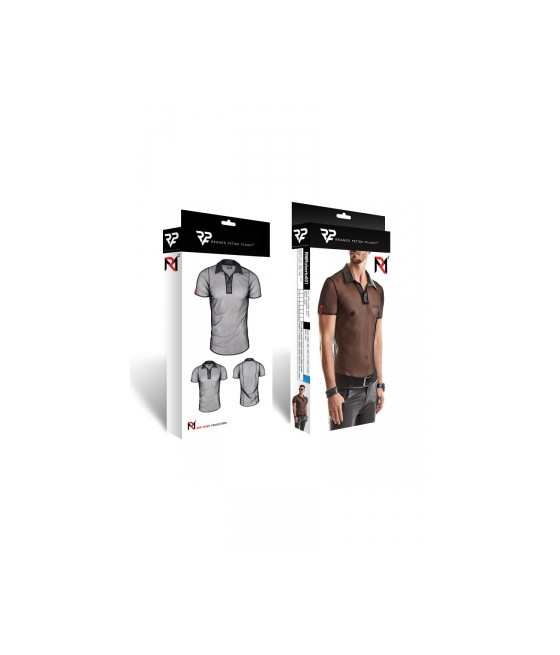 Polo en maille noire transparente - Regnes
