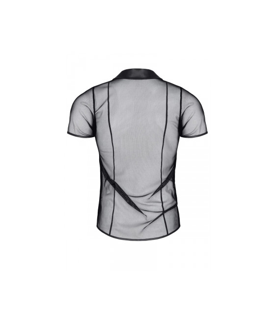 Polo en maille noire transparente - Regnes