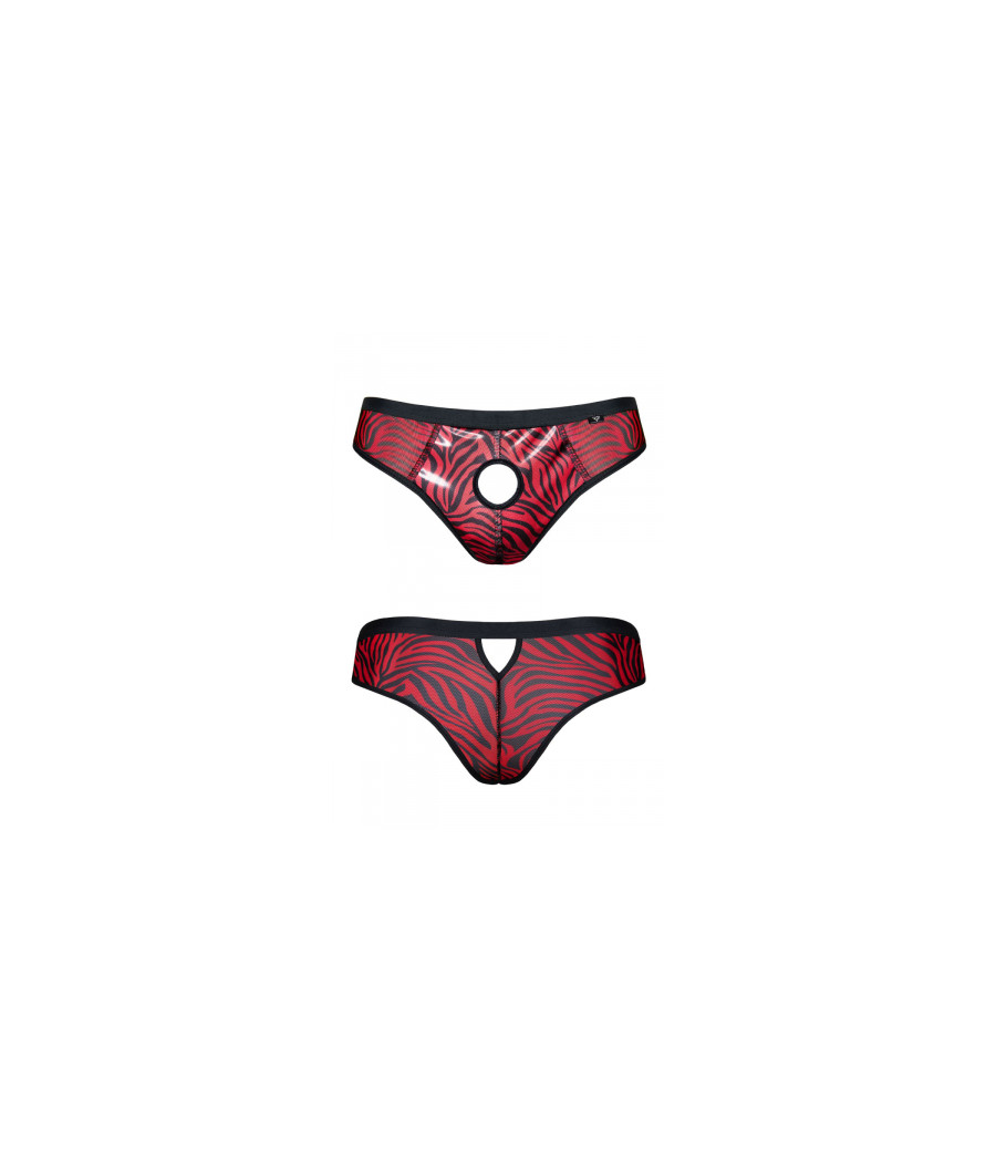 Slip type brésilien ouvert zébré rouge et noir - Regnes