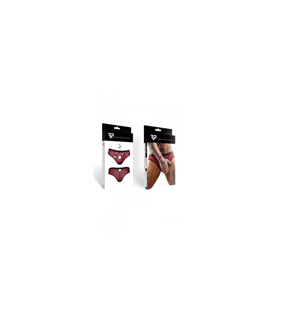 Slip type brésilien ouvert zébré rouge et noir - Regnes