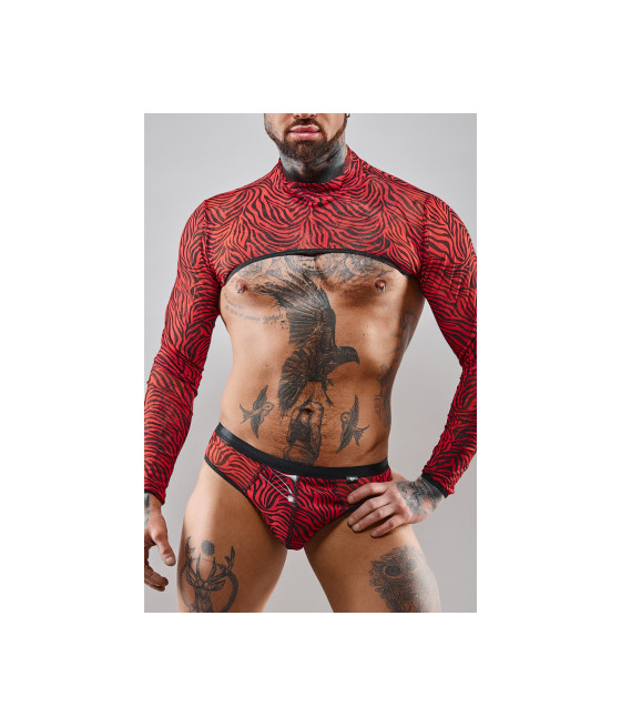 Crop top tulle zébré rouge et noir - Regnes