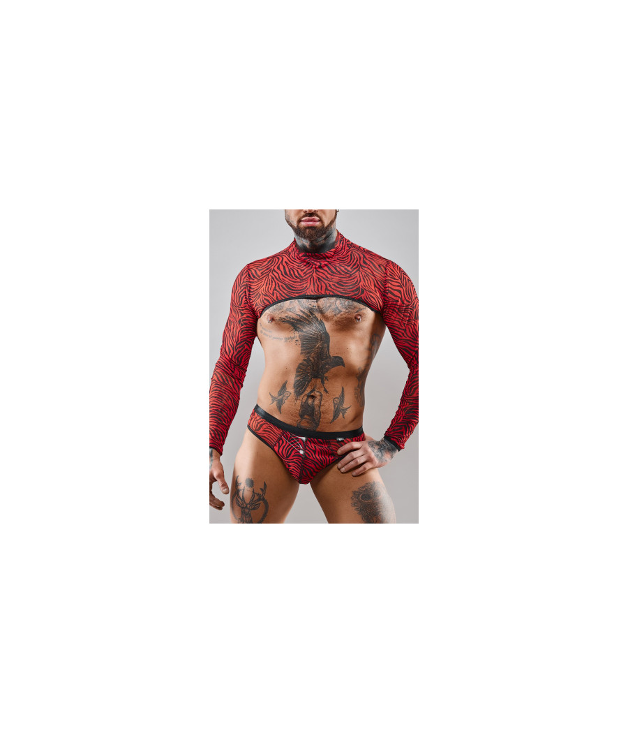 Crop top tulle zébré rouge et noir - Regnes Crop top tulle zébré rouge et noir - Regnes