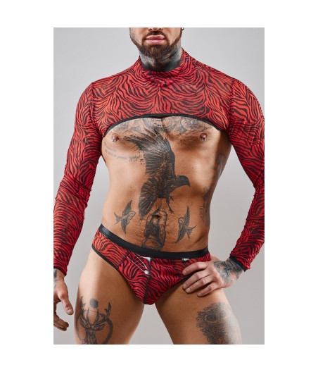 Crop top tulle zébré rouge et noir - Regnes