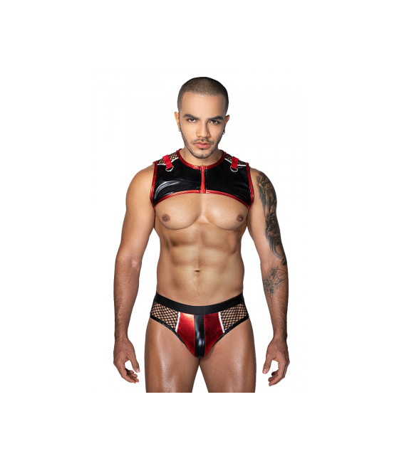 Ensemble sexy deux pièces rouge et noir - J Lingerie