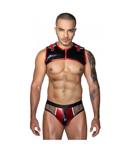 Ensemble sexy deux pièces rouge et noir - J Lingerie