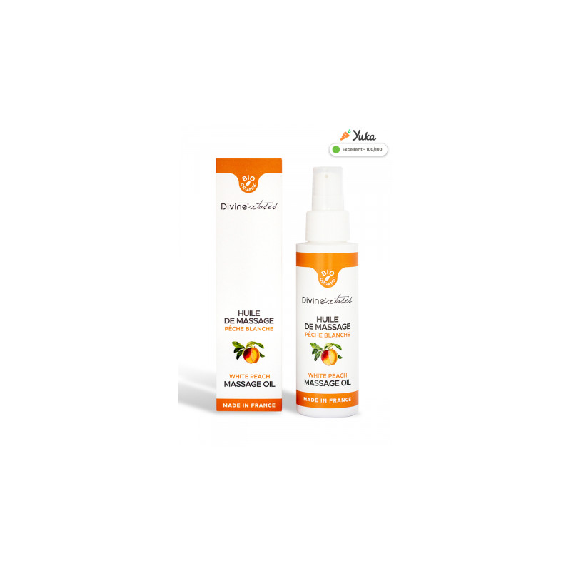 Huile de massage gourmande BIO pÃªche blanche