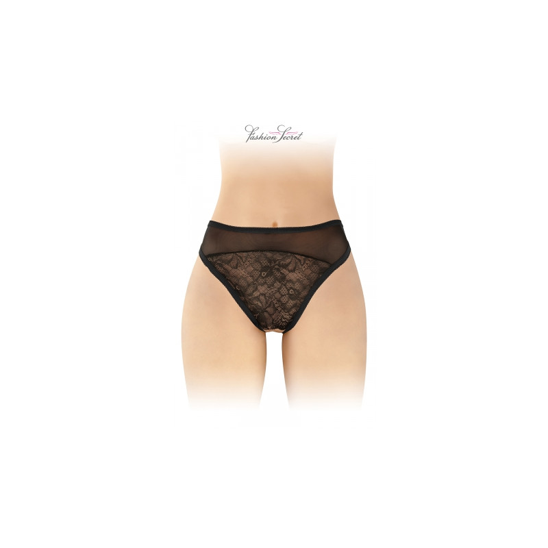 Tanga noir ouvert Ava - Fashion Secret