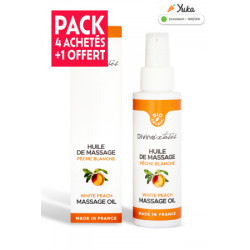 Pack 4 + 1 offert :  Huile de massage BIO pÃªche blanche
