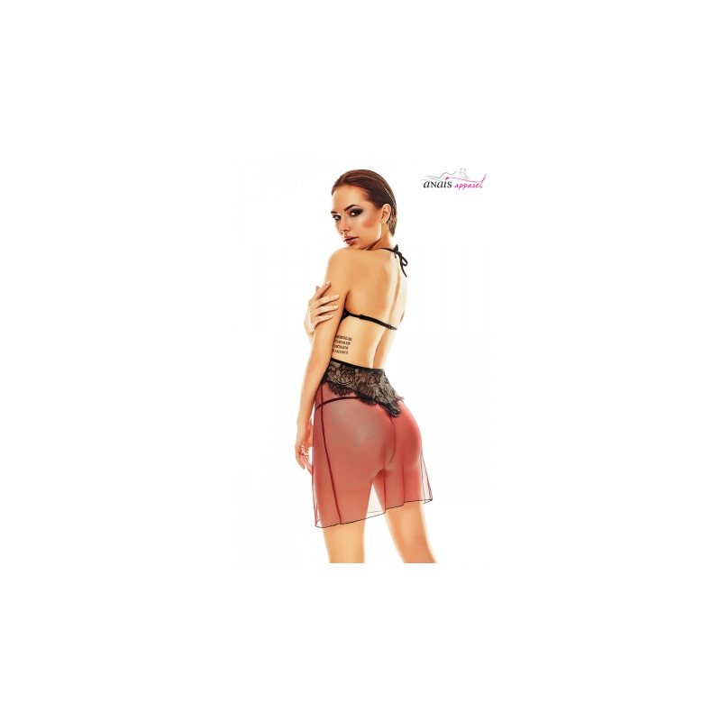 Robe lingerie rouge et noire Fantasme - Anaïs