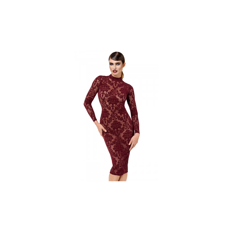 Robe fourreau en tulle floqué Kink Royal F384 - Noir Handmade