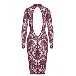 Robe fourreau en tulle floqué Kink Royal F384 - Noir Handmade