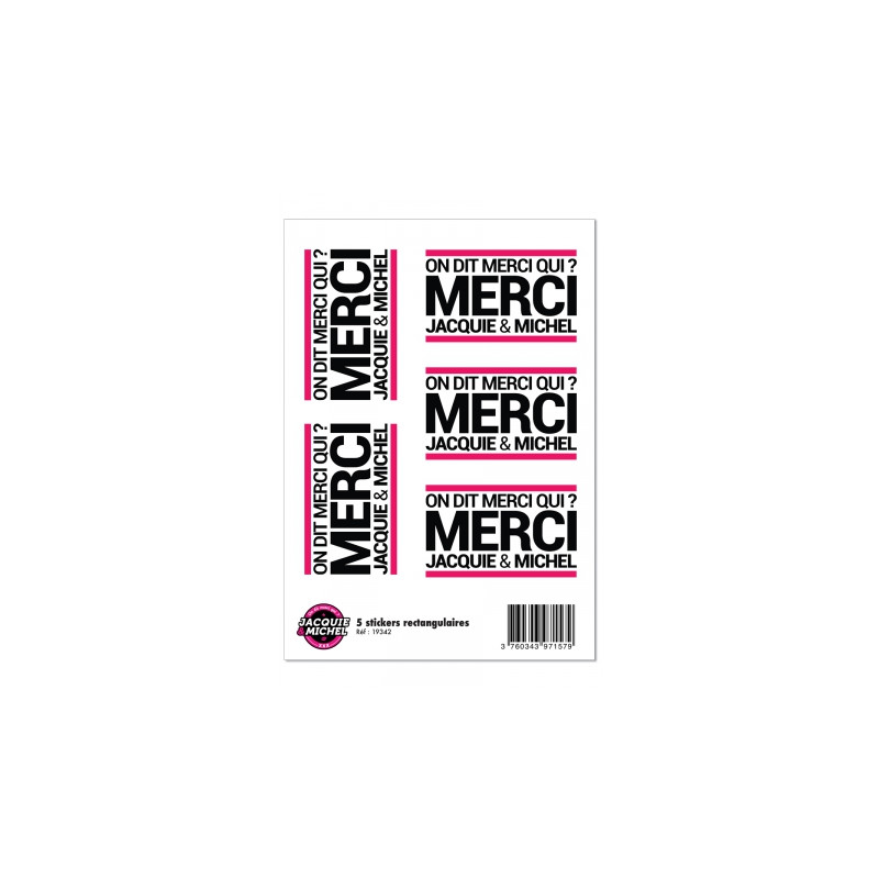 5 stickers J&M blanc logo rectangle