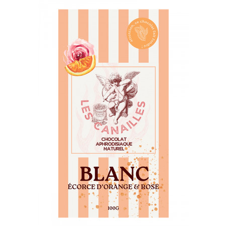 Chocolat blanc écorce d'orange et rose - Tablette 100g - Les canailles