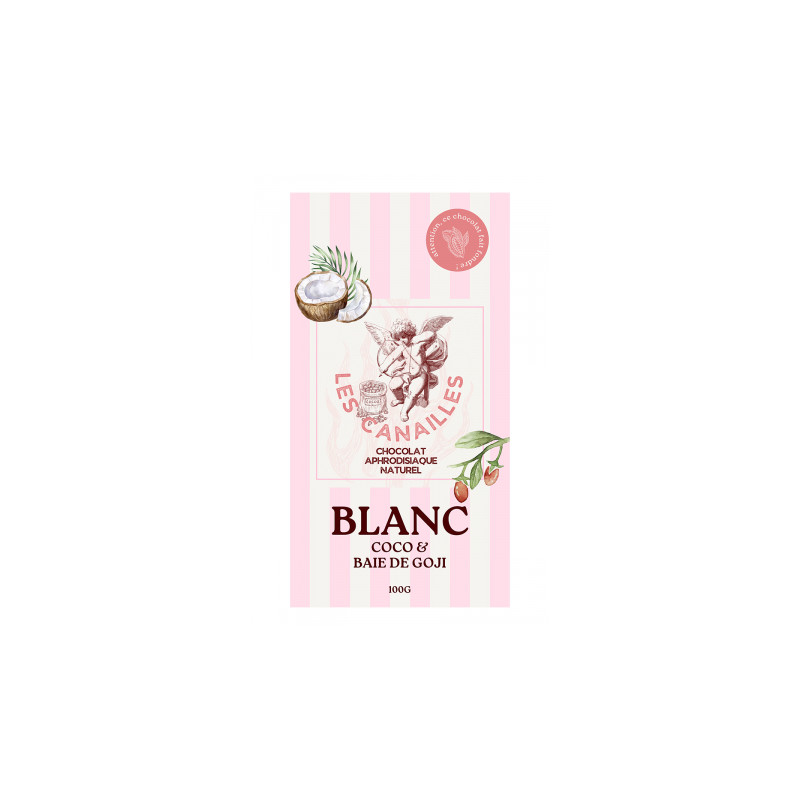 Chocolat blanc coco et baie de goji - Tablette 100g - Les canailles