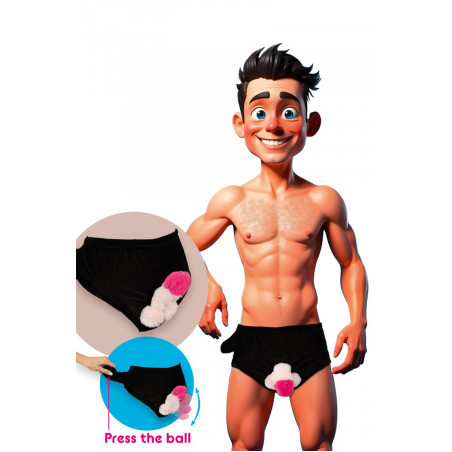 Slip avec pénis en peluche mobile