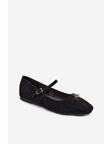Ballerines Élégantes en Imitation Daim Noires