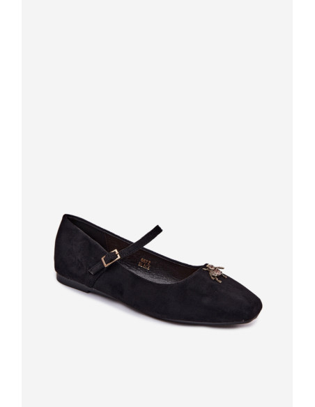 Ballerines Élégantes en Imitation Daim Noires