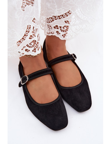 Ballerines Élégantes en Imitation Daim Noires