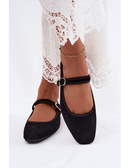 Ballerines Élégantes en Imitation Daim Noires