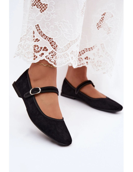 Ballerines Élégantes en Imitation Daim Noires