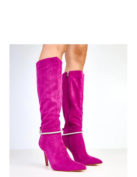 Bottes à talons Élégantes en Cuir Violettes