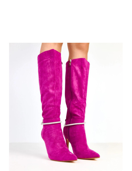 Bottes à talons Élégantes en Cuir Violettes