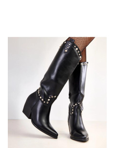 Bottes à talons Élégantes en Cuir Écologique Noires