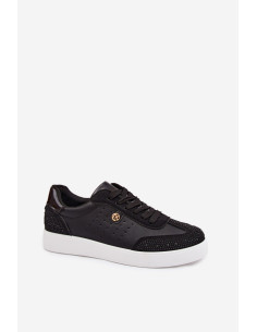 Baskets à plateforme Élégantes en Simili Cuir Noires 2