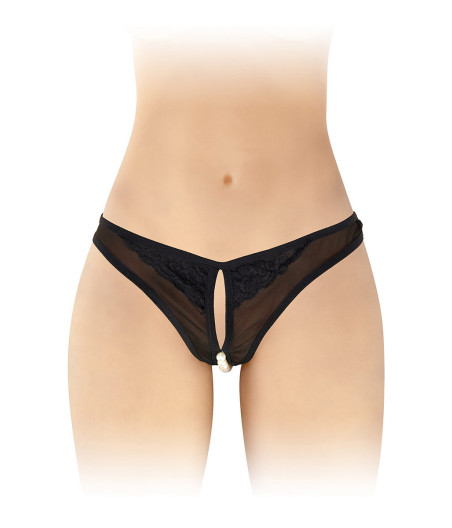 String ouvert avec perles Sophie - noir