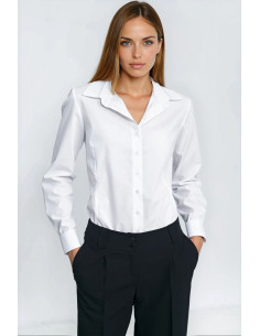 Chemise manche longue Élégante en Coton Blanche