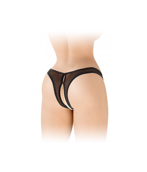 String ouvert avec perles Sophie - noir