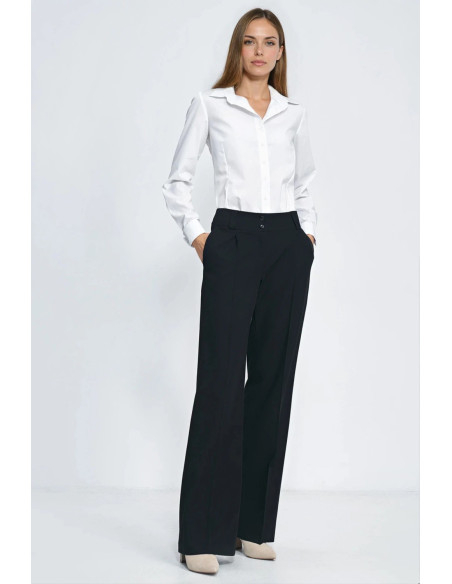 Chemise manche longue Élégante en Coton Blanche