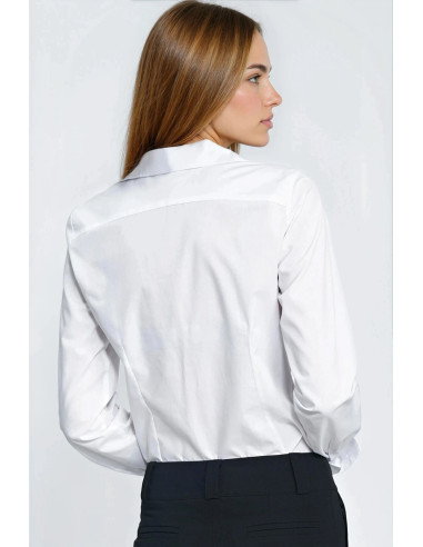 Chemise manche longue Élégante en Coton Blanche