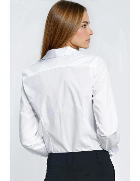 Chemise manche longue Élégante en Coton Blanche
