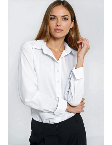 Chemise manche longue Élégante en Coton Blanche
