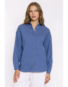 Chemise manche longue Classique en Coton Bleue