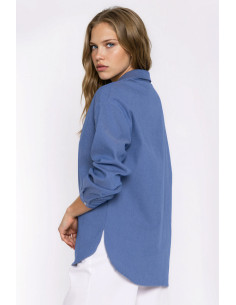 Chemise manche longue Classique en Coton Bleue 2